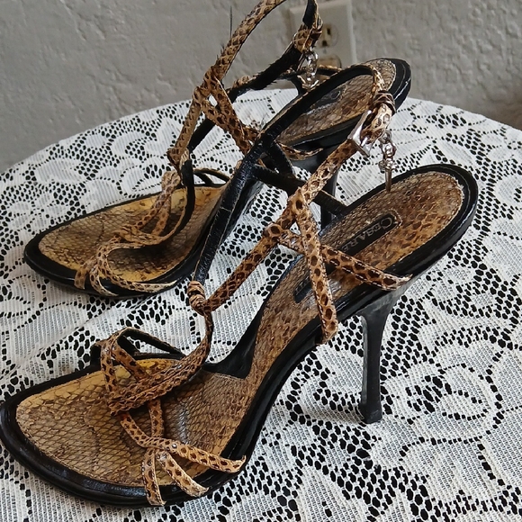 Cream and Black Strappy Sandals Cesare Paciotti - Picture 2 of 11